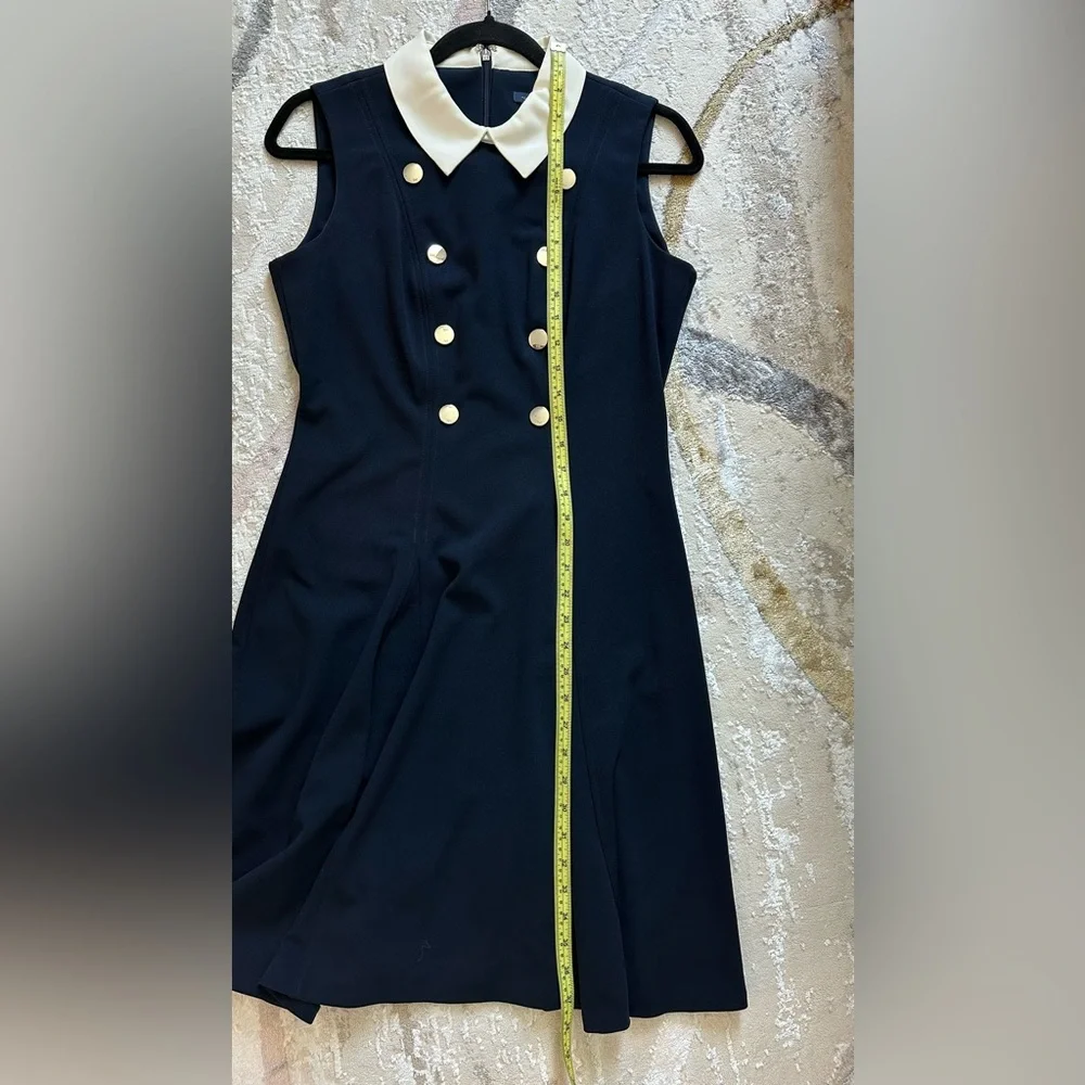 Tommy Hilfiger Black Dress with White Collar and Silver Buttons - Picture 5 of 7